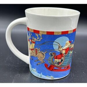 COLLECTIBLE ROYAL NORFOLK Santa Reindeer CHRISTMAS COFFEE CUP MUG, GUC